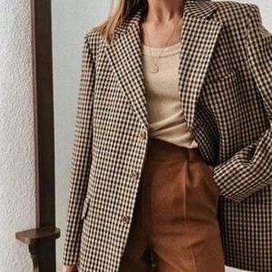 Dark/Light academia plaid blazer